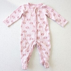 Carter's Pink Elephant Pattern Footie - Waffle Material, Snaps